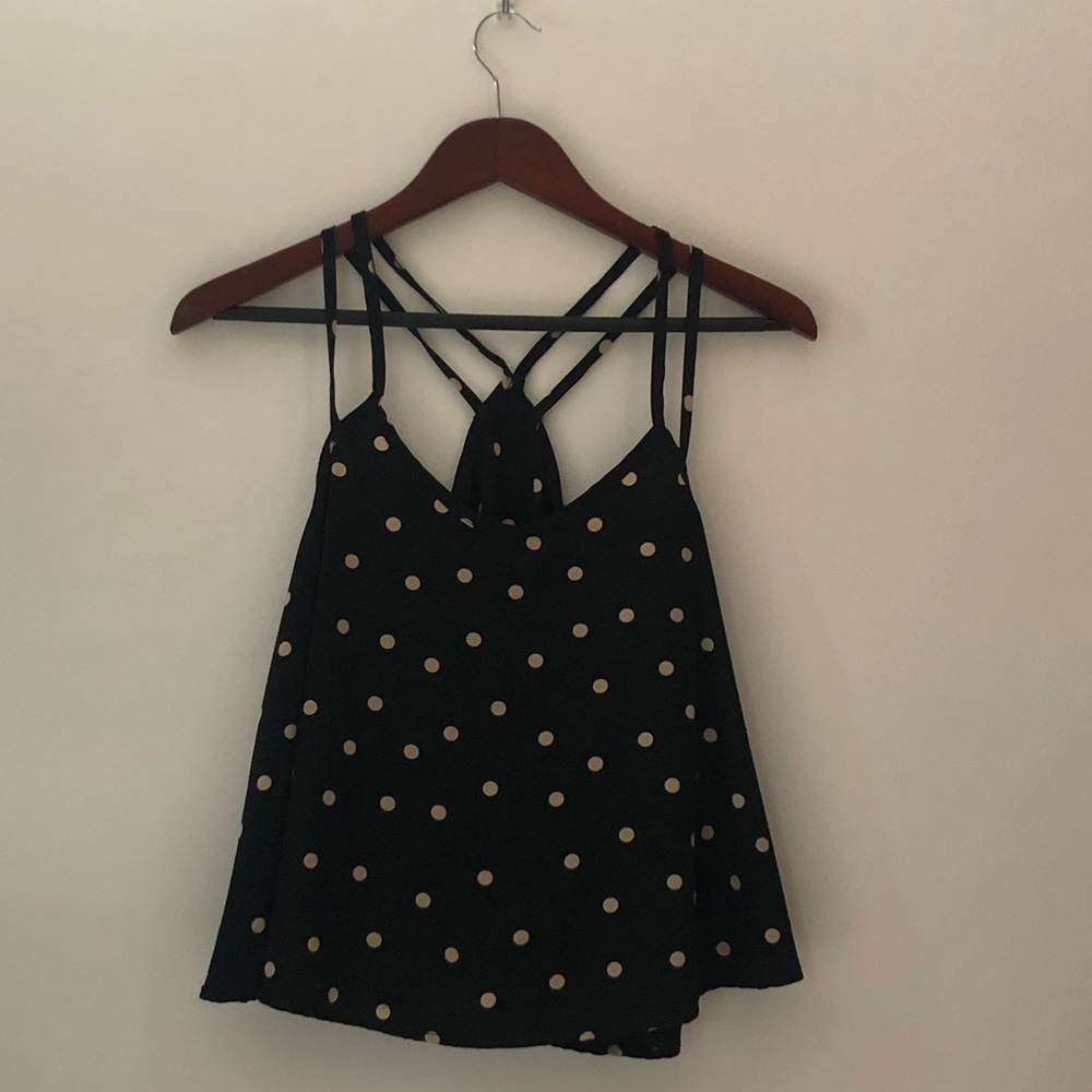 Black polka dot tank top